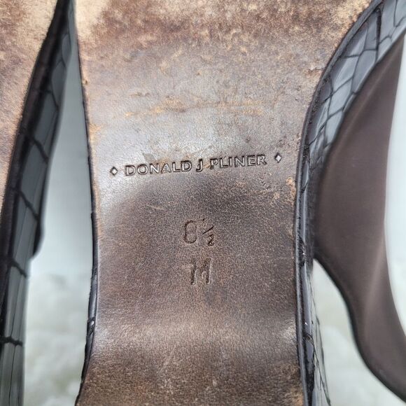 Donald J. Pliner King2 Women's Shoes Size 8.5 Brown Croco Peep Toe Platform - Picture 9 of 9